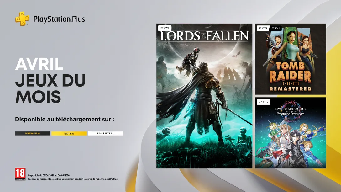 [PlayStation Plus] Lords of the Fallen, Tomb Raider I-III Remastered et Sword Art Online Fractured Daydream arrivent le 7 avril !