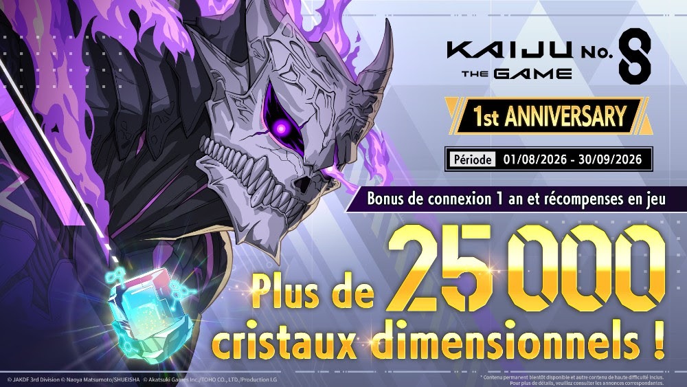 Kaiju n°8 The Game - mise en avant 1er anniversaire - bonus de connexion