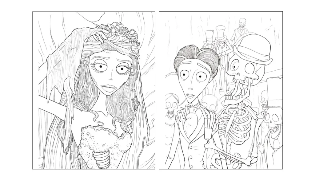 Les noces funèbres de Tim Burton - livre de colriage 1