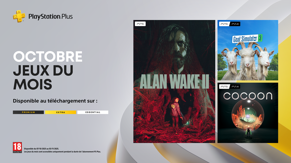 Alan Wake 2 Goat Simulator 3 et Cocoon PlayStation Plus